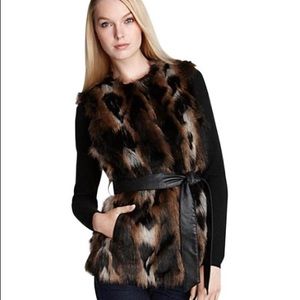 Via Spiga Multicolor Julia Patchwork Faux Fur Vest